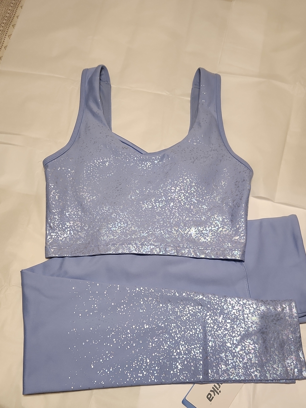 Marika Lavender Metallic Shine Sports Bra And Matching Leggings